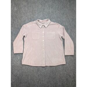Soft Surroundings Womens 1X The Old Softy Shirt Side Slits Velvet Velour Shacket